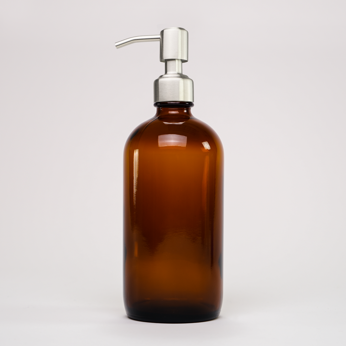 Amber Glass Keeper Bottle | 16 oz | Stainless Steel Pump