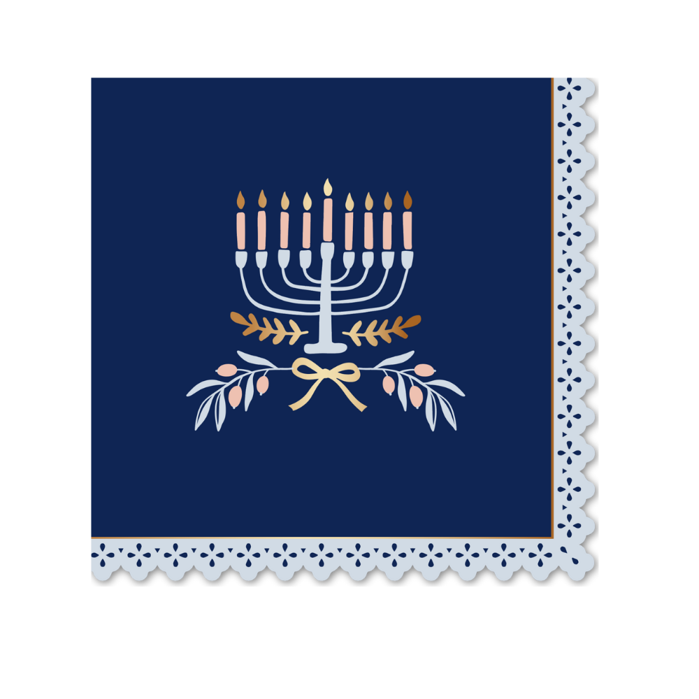 Hanukkah Cocktail Napkin - Menorah