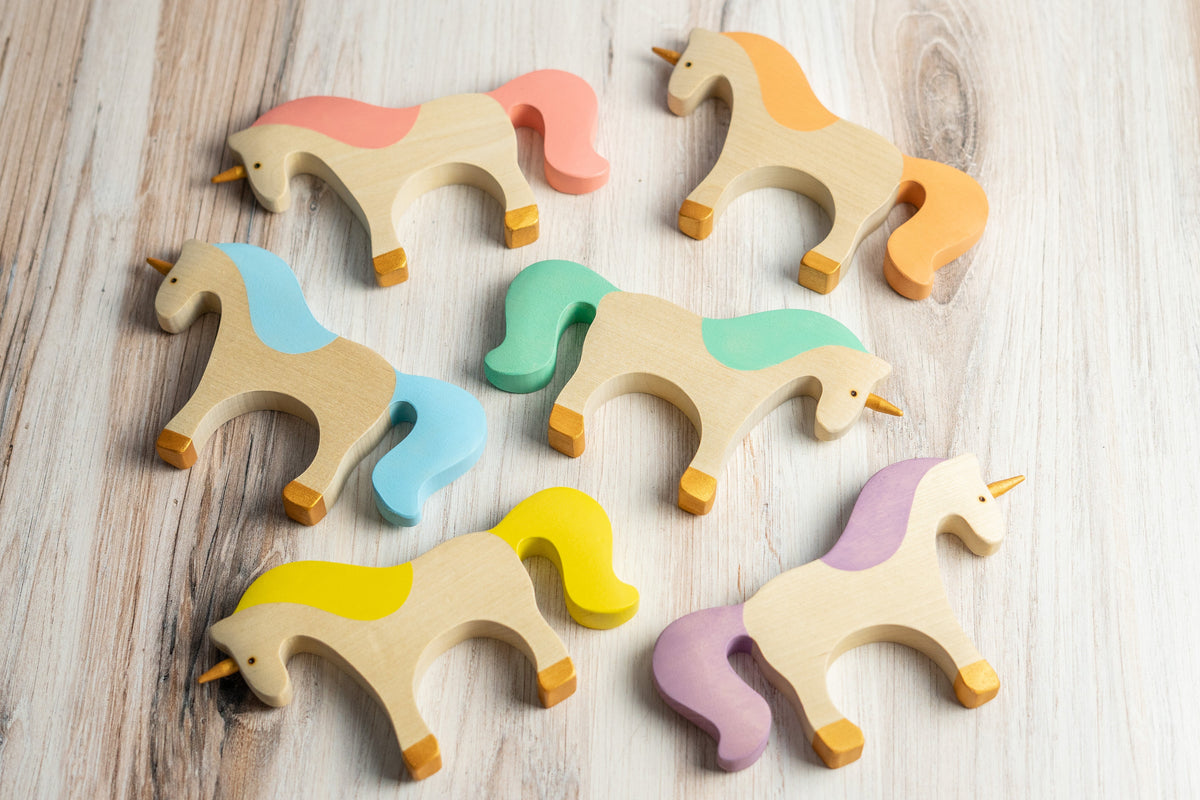 Waldorf large wooden Unicorn toy