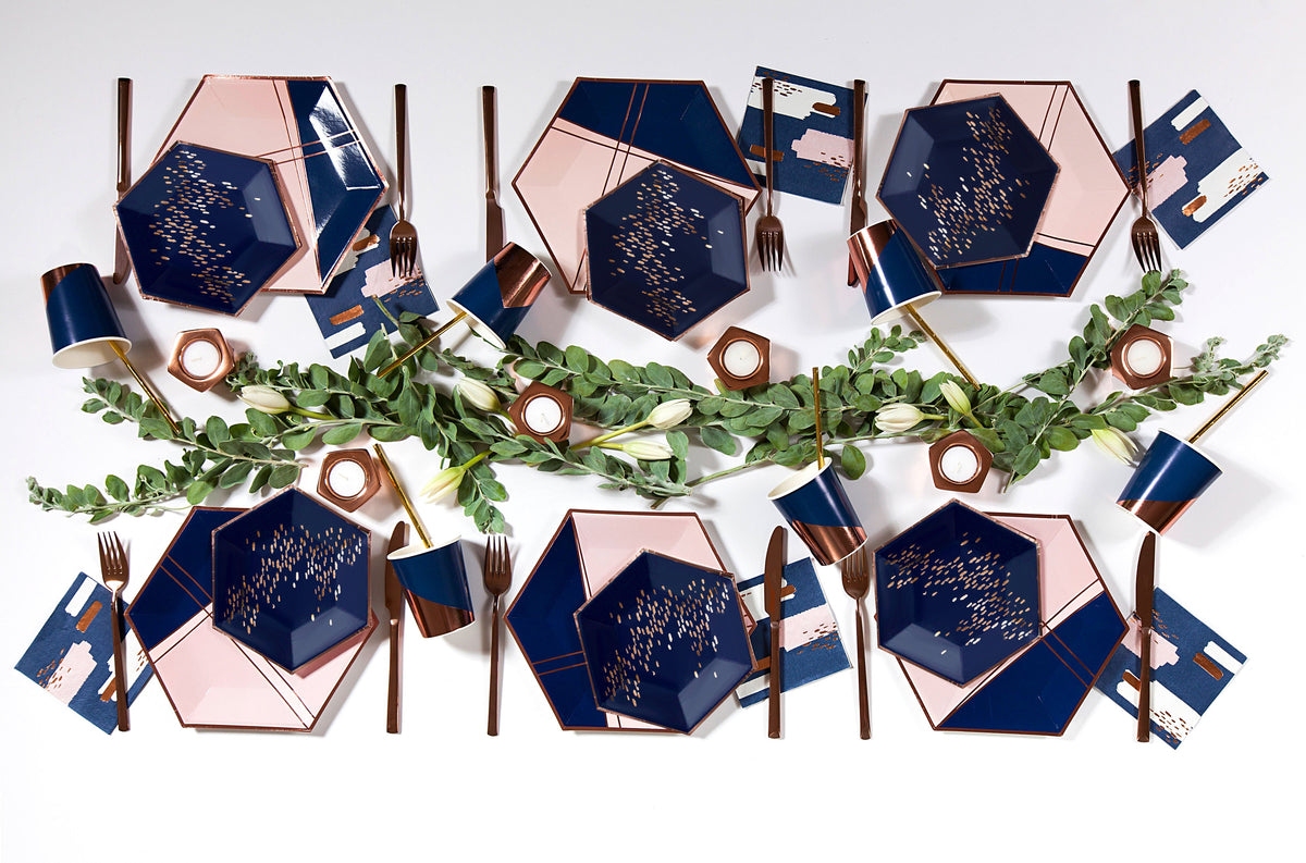 Navy & Rose Gold Dessert Party Plates