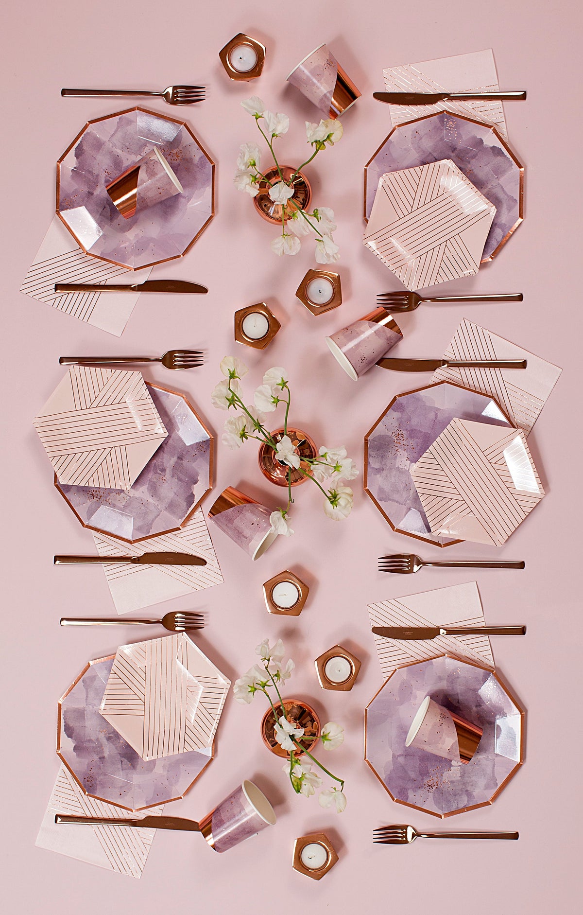 Amethyst - Pale Pink Striped Small Paper Plates
