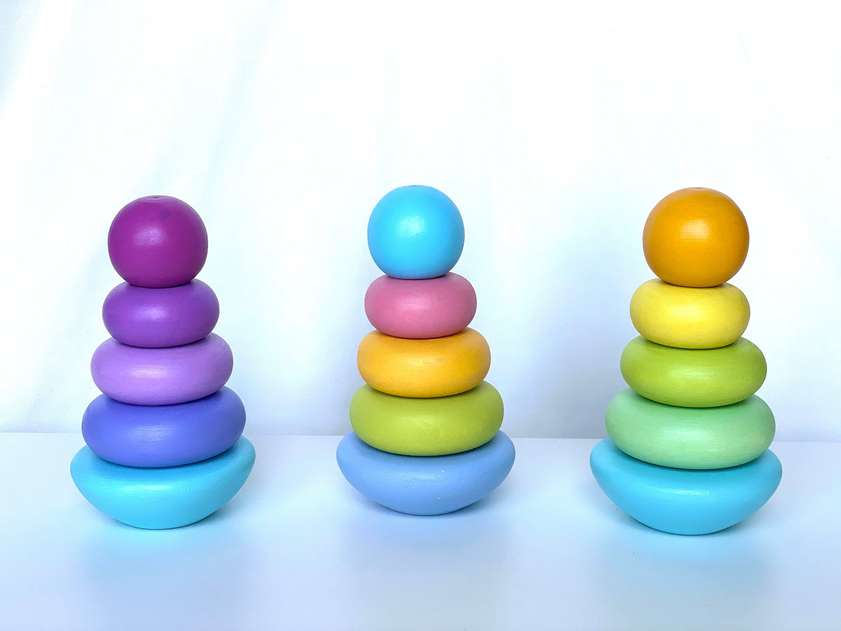 Wooden Ring Stacking Pyramid Pastel